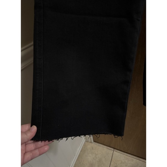 Judy Blue Wide Leg Crop Jeans Size 7/28 Black Tummy Control Raw Hem JB88710 - Picture 7 of 12